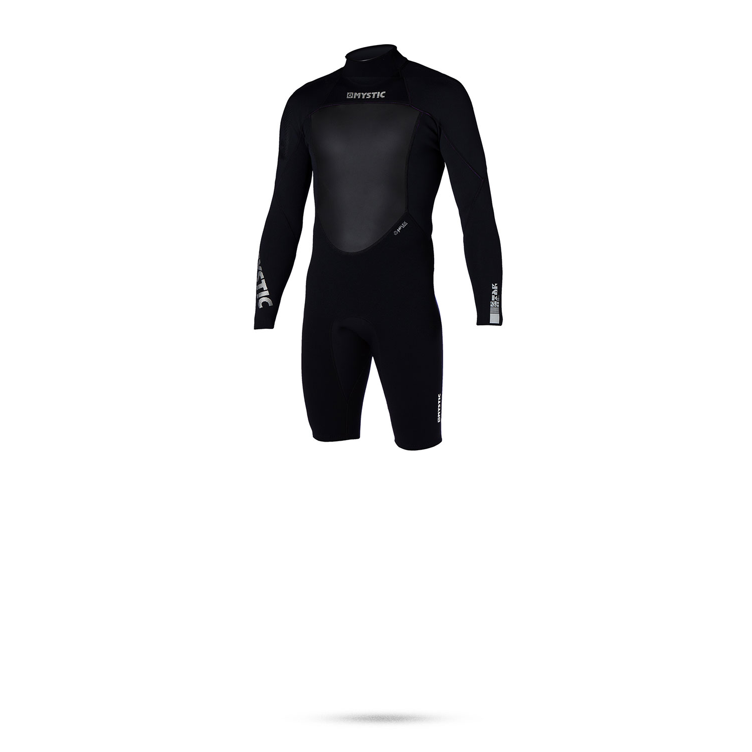Mystic Star 3/2 Flatlock Backzip Longarm Shorty Wetsuit - Noir
