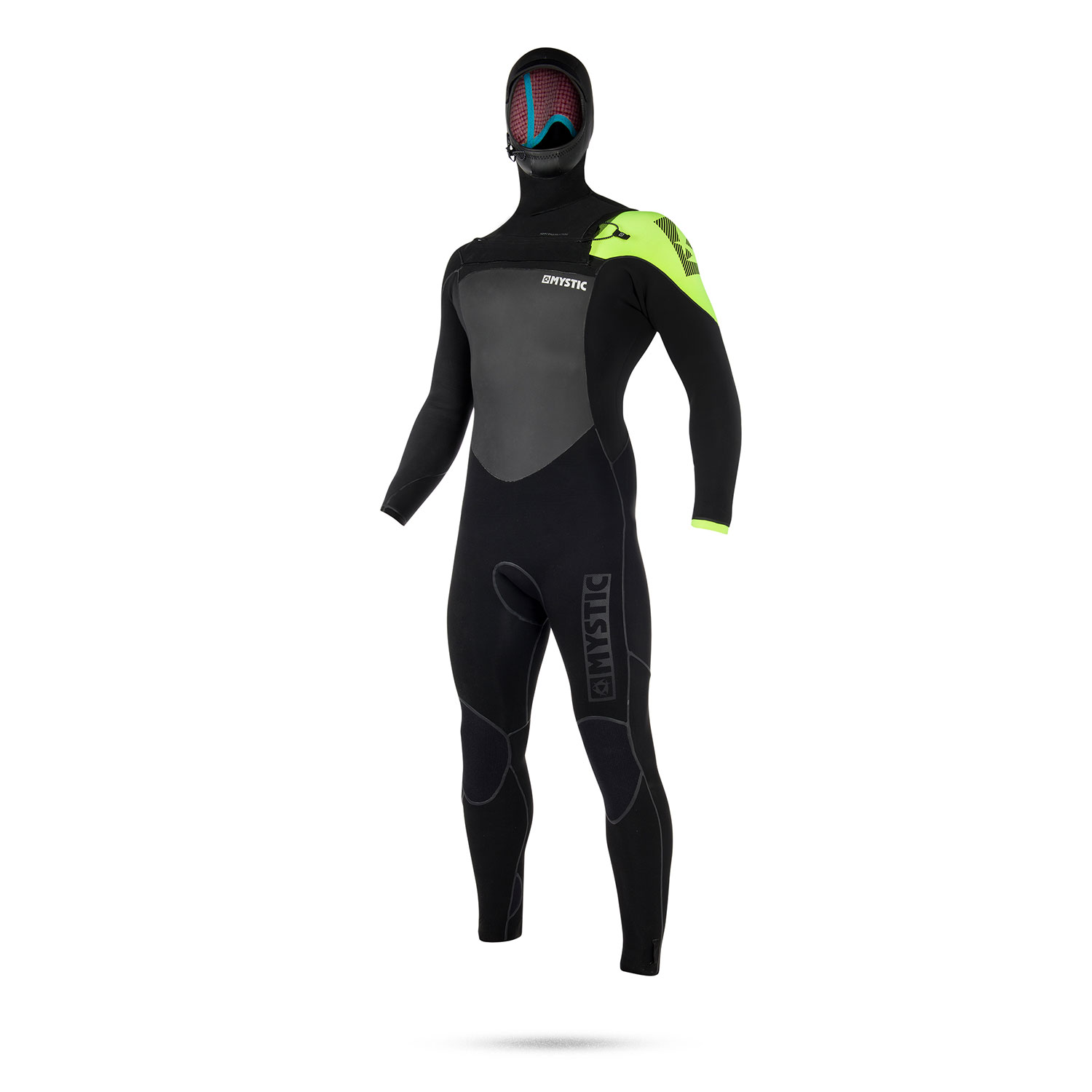 Mystic Legend Hooded 5/3 Gbs Combinaison De Bain Rapide À Sec - Noir / Lime