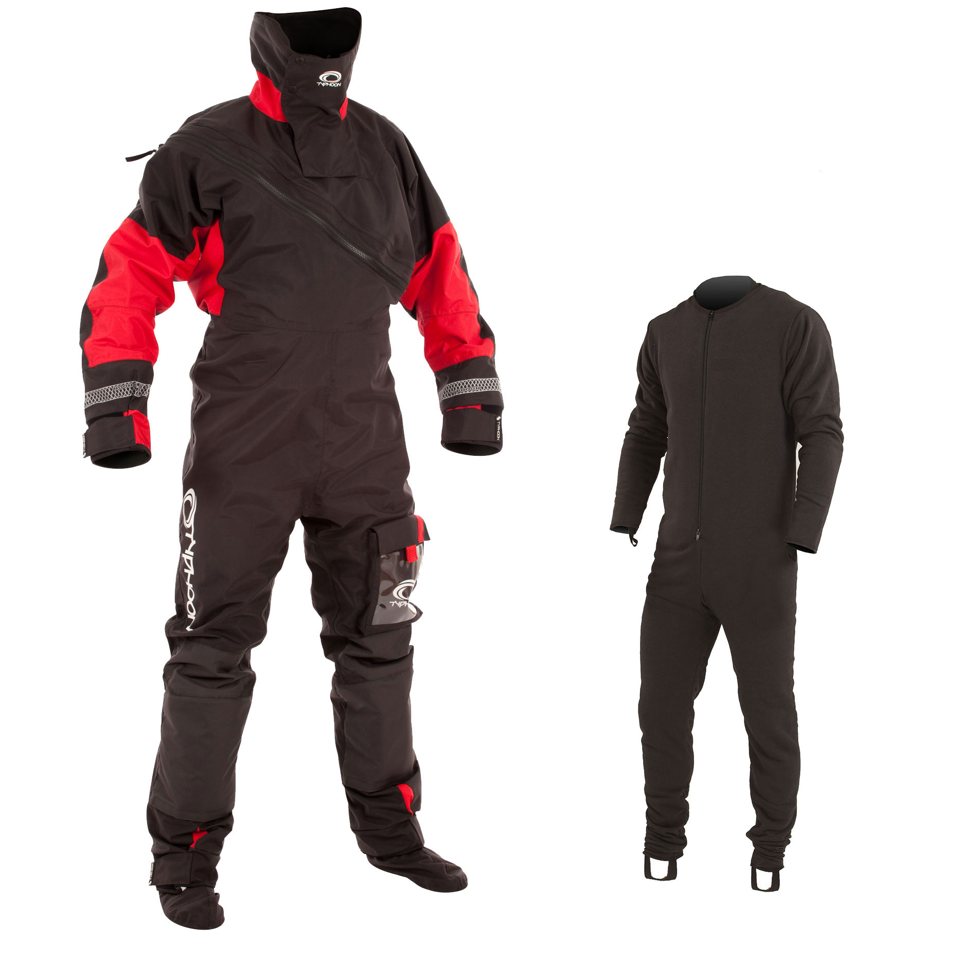 Combinaison Étanche Typhoon Max B Noir / Rouge - Sous-Vêtement Inclus