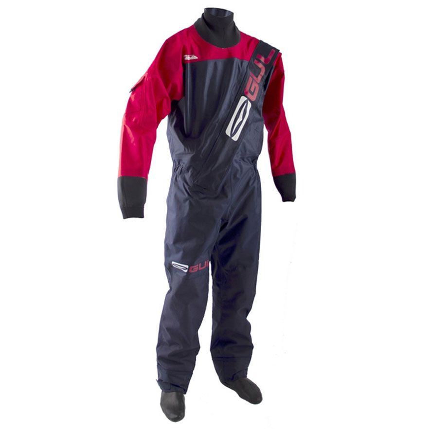Gul Junior Gamma Combinaison Étanche À Glissière Avant - Marine / Rouge