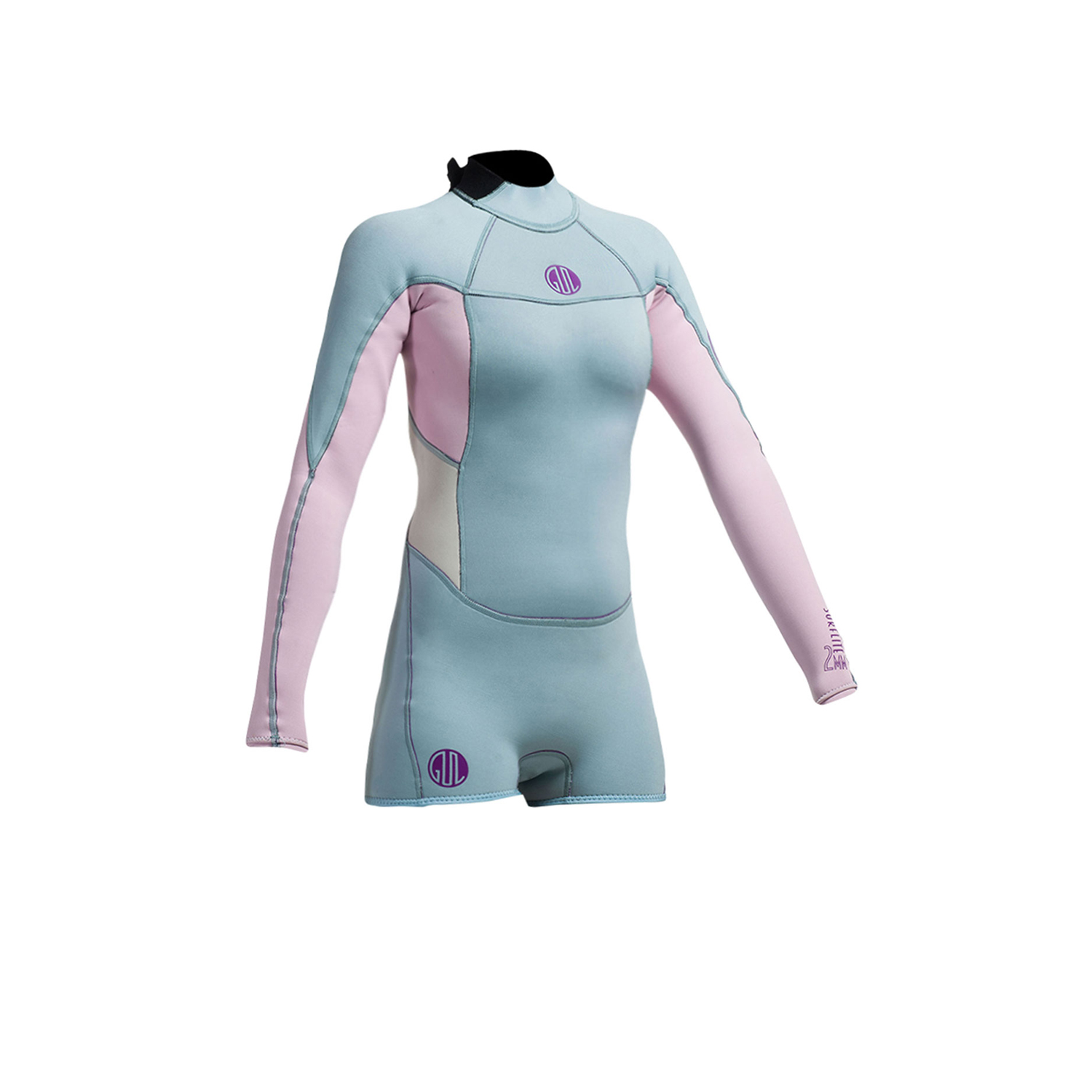 Gul Femmes Surflite 2Mm Flatlock Sdl T2 Springsuit - Acid Blue / Rose