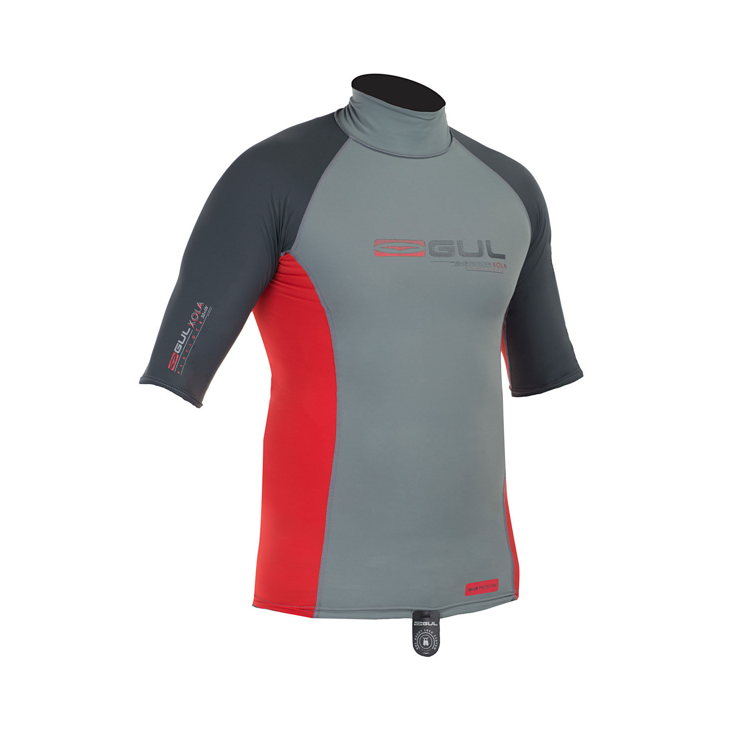 Gul Xola Hommes Lycra Manches Courtes 2015 - Gris Foncé / Rouge