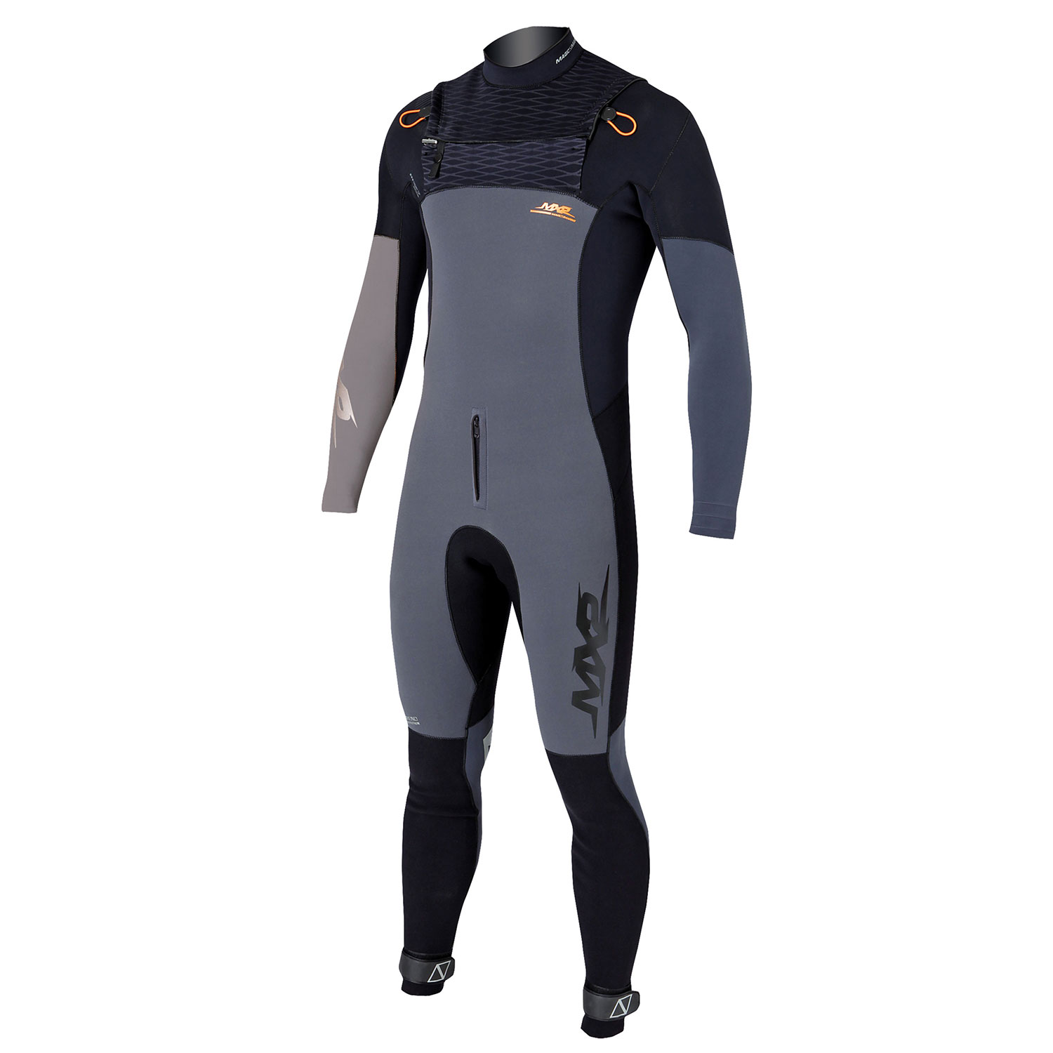 Magic Marine Asy F-Zip Steamer 4/3 Wetsuit - Noir / Gris