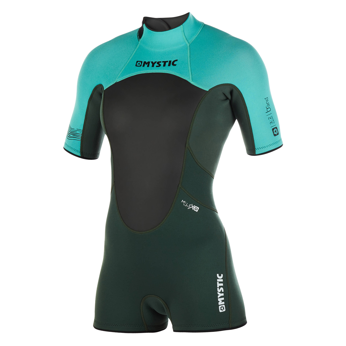Combinaison Shorty Bzip Flatlock De Marque Mystic Pour Femmes - Teal