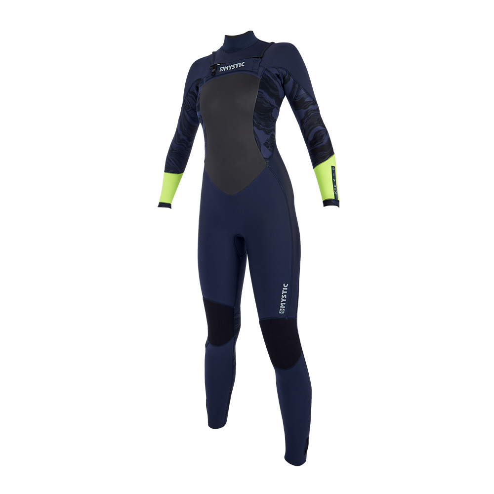 Combinaison Mysta Diva 3 / 2Mm Pour Femmes, Double Zip Avant - Marine / Lime