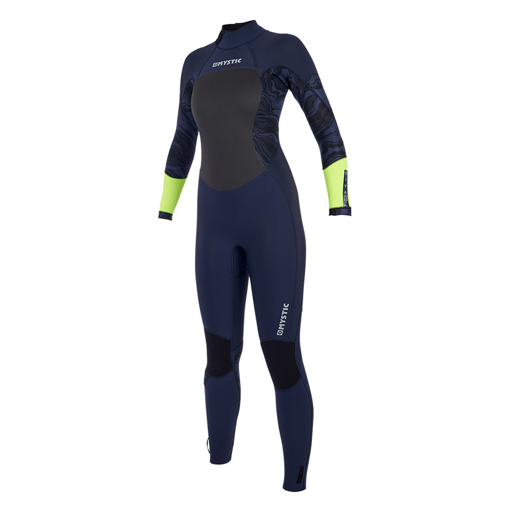 Combinaison Femme Mysta Diva À Dos Zippé 4 / 3Mm - Marine / Lime