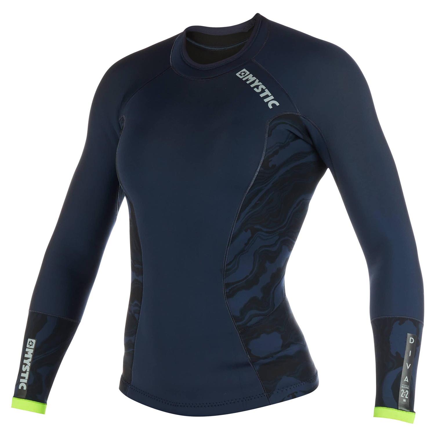 Haut De Néoprène En Néoprène Pour Femmes Avec Gilet Diva - Bleu Marine / Vert Citron