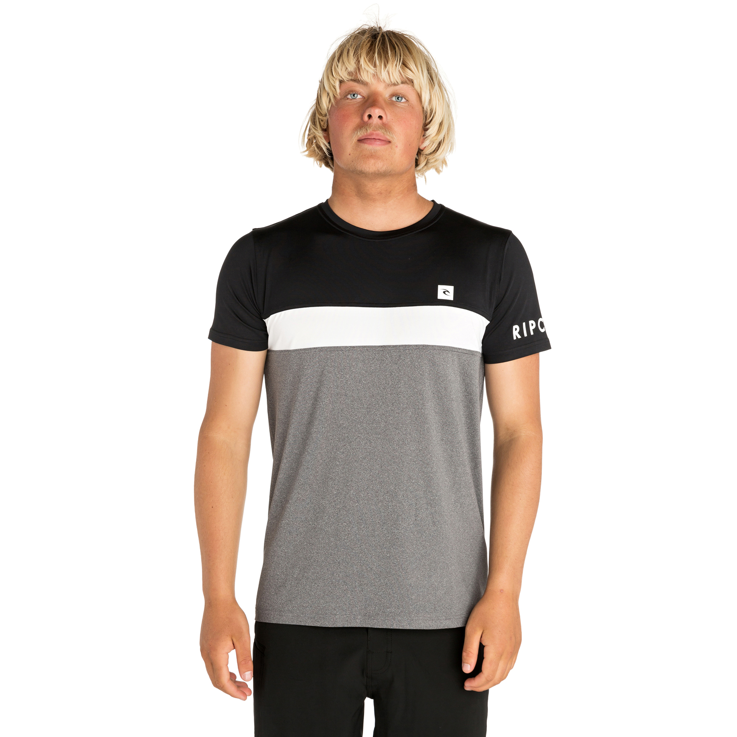 T-Shirt Uv À Panneaux Sous-Jacents À Manches Courtes Rip Curl - Noir / Gris