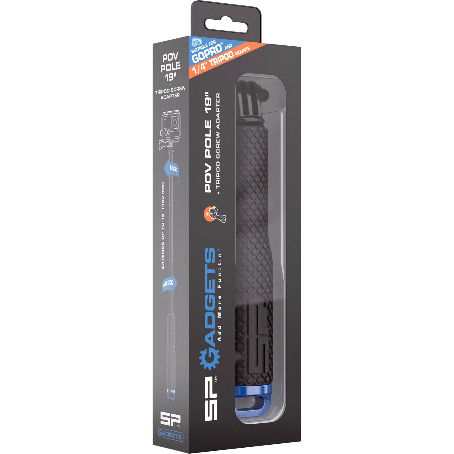Sp Gadgets Pov Pole 19 Pouces Universelle Bundle Et Adaptateur Trépied Vis