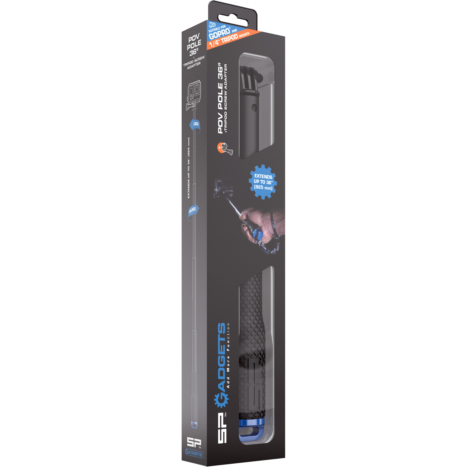 Sp Gadgets Pov Pole 36 Pouces Universelle Bundle Et Adaptateur Trépied Vis