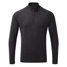 T-Shirt À Manches Longues Pour Hommes Uv Tec À Col Zippé - Charcoal