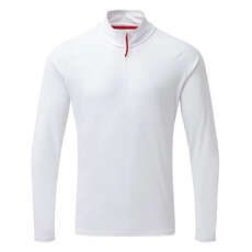 T-Shirt À Manches Longues Pour Hommes Uv Tec À Col Zippé - Blanc