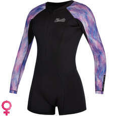 Mystic Womens Diva 2 / 2Mm F-Zip Longarm Shorty Combinaison - Noir / Violet 200071 Mystic Womens Diva 2 / 2Mm F-Zip Longarm Shorty Combinaison - Noir / Violet 200071