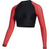 Mystic Womens Jayde Long Crop Rashvest - Noir/rouge 230158