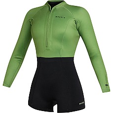 Combinaison Courte Mystic Lunar 2/2 Mm Pour Femme, Fermeture Éclair Frontale, Manches Longues - Vert Doux 240112