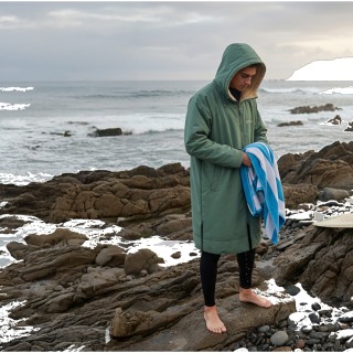 Poncho De Change Imperméable À Capuche Gul Junior Evo Robe 2026 - Vert/Taupe