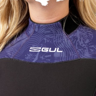 Combinaison De Plongée Gul Flexor Yulex 4/3 Mm Bs À Fermeture Éclair Dorsale Pour Femme - Noire / Tye Bird Fx1223