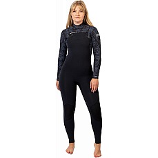 Combinaison De Plongée Gul Flexor Yulex 5/4 Mm Bs À Fermeture Éclair Sur La Poitrine Pour Femme - Noir / Scatter Palm Fx1227 Combinaison De Plongée Gul Flexor Yulex 5/4 Mm Bs À Fermeture Éclair Sur La Poitrine Pour Femme - Noir / Scatter Palm Fx1227