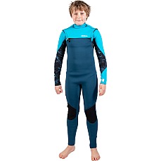 Combinaison De Plongée Gul Junior Response 5/4 Mm Avec Fermeture Éclair Poitrine Et Dorsale - Marine/Cyan Re1251