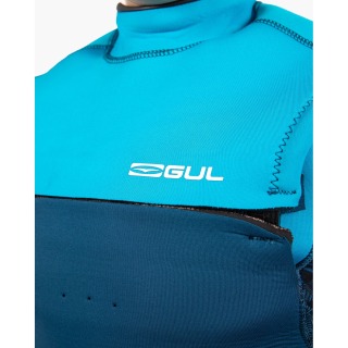 Combinaison De Plongée Gul Junior Response 5/4 Mm Avec Fermeture Éclair Poitrine Et Dorsale - Marine/Cyan Re1251