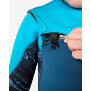 Combinaison De Plongée Gul Junior Response 5/4 Mm Avec Fermeture Éclair Poitrine Et Dorsale - Marine/Cyan Re1251