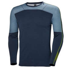 Helly Hansen Haut Crew Avec Couche De Base Hl Lifa Merino - Bleu De La Mer Du Nord Helly Hansen Haut Crew Avec Couche De Base Hl Lifa Merino - Bleu De La Mer Du Nord
