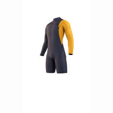 Mystic Marshall 3/2 Gbs Front-Zip Longarm Shorty Combinaison - Bleu / Moutarde