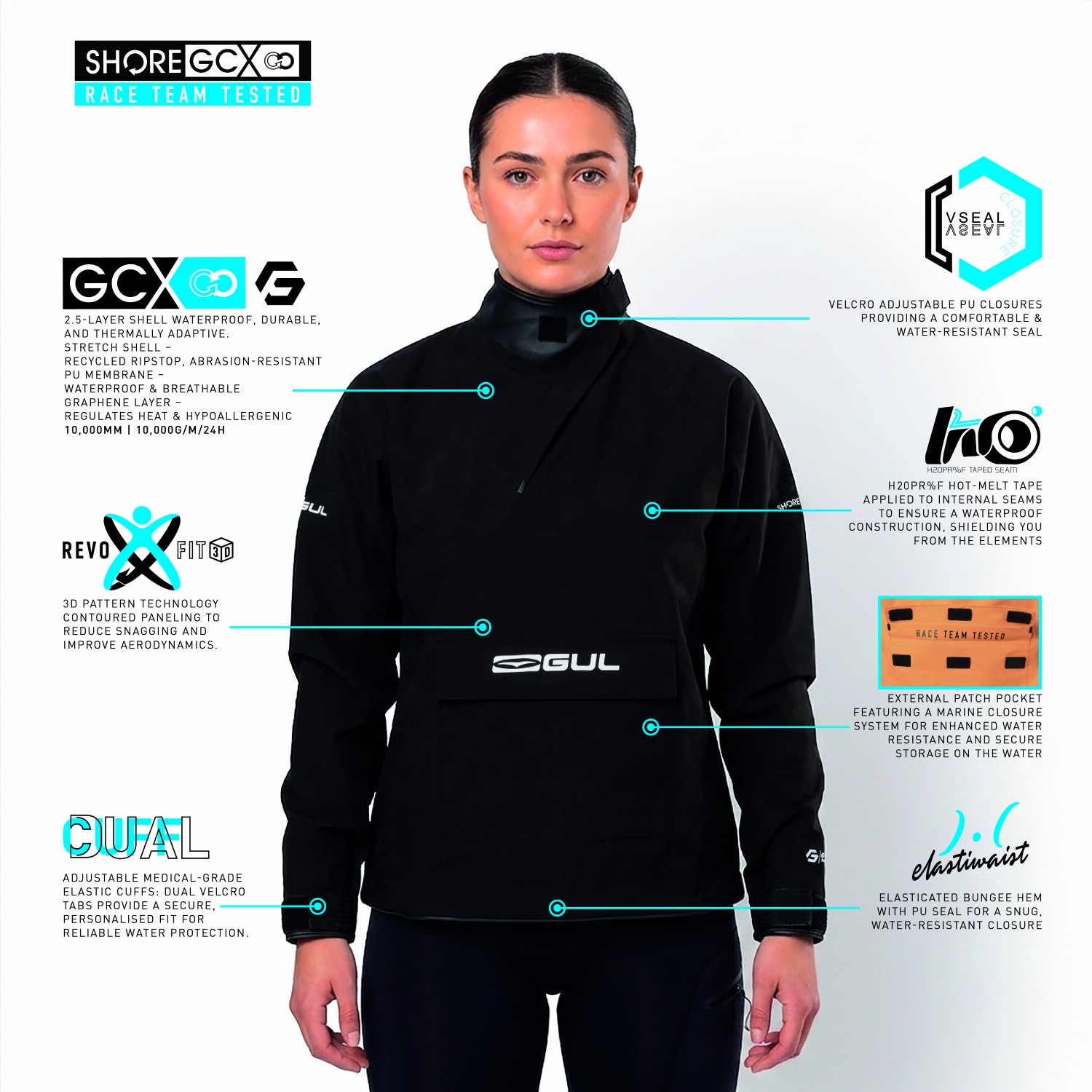 Gul Shore Recore Graphene Taped Spray Top 2026 - Noir St0030