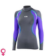 Gill Femmes Sport Uv Manches Longues Rash Vest - Ash / Violet Gill Femmes Sport Uv Manches Longues Rash Vest - Ash / Violet