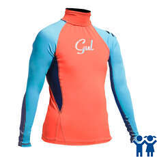Gul Junior Flatlock Manches Longues Rashguard - Coral / Turquoise Gul Junior Flatlock Manches Longues Rashguard - Coral / Turquoise