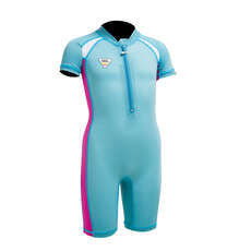 Gul Junior Flatlock Protection Uv Sunsuit - Turquoise / Rose