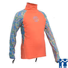 Gul Junior Girls Manches Longues Rashvest - Corail / Lignes Gul Junior Girls Manches Longues Rashvest - Corail / Lignes