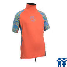 Gul Junior Girls Manches Courtes Rashvest - Corail / Lignes Gul Junior Girls Manches Courtes Rashvest - Corail / Lignes
