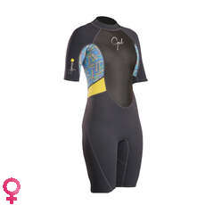 Gul Ladies Réponse 3 / 2Mm Fl Shorty Wetsuit - Graphite / Lignes Gul Ladies Réponse 3 / 2Mm Fl Shorty Wetsuit - Graphite / Lignes